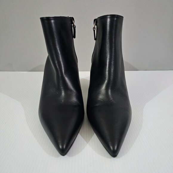 Stuart Weitzman Linsi Zip Ankle Bootie Women Shoe Black Leather Boot Size 8 - Picture 6 of 14